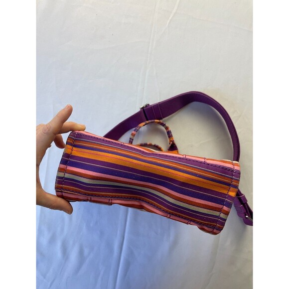 Marc Jacobs The Tote Bag Medium Violet Striped Fabric Crossbody HandBag W/ Strap - Picture 3 of 8